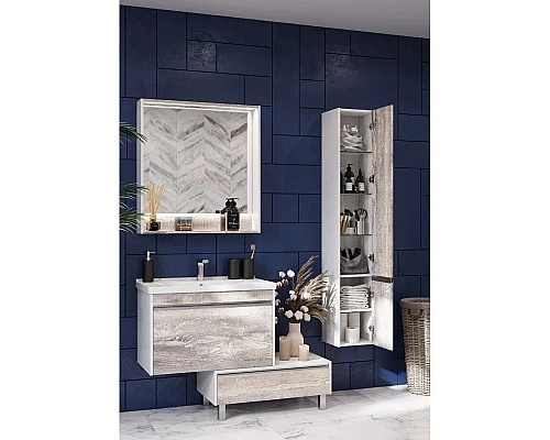 Заказать Комплект мебели белый глянец/бетон пайн 80 см Акватон Капри 1A230201KPDA0 + 1WH302251 + 1A230402KPDA0 в магазине сантехники Santeh-Crystal.ru