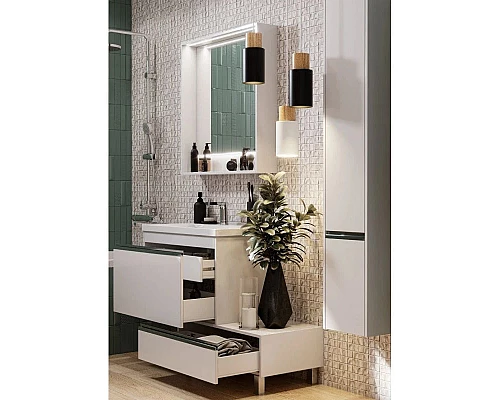 Приобрести Комплект мебели белый глянец 80 см Акватон Капри 1A230201KP010 + 1WH302251 + 1A230402KP010 в магазине сантехники Santeh-Crystal.ru