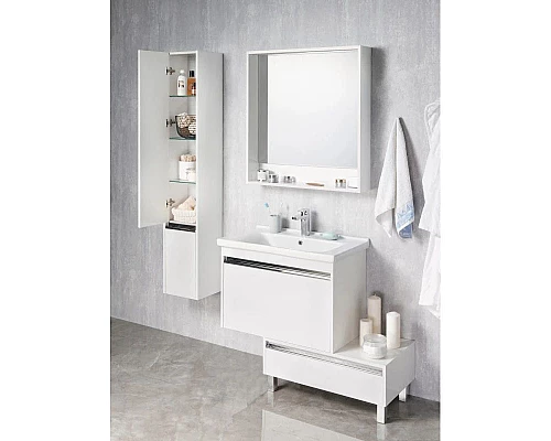 Приобрести Комплект мебели белый глянец 80 см Акватон Капри 1A230201KP010 + 1WH302251 + 1A230402KP010 в магазине сантехники Santeh-Crystal.ru