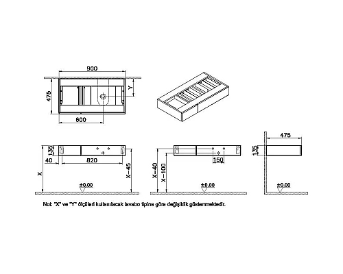 Заказать Тумба темный вяз 90 см R VitrA Origin 65677 в магазине сантехники Santeh-Crystal.ru