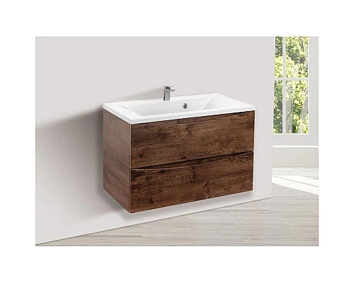 Приобрести Комплект мебели темный дуб 80 см Vincea Mia VMC-2MA800RW + VCB-3M800W + VLM-3VC800 в магазине сантехники Santeh-Crystal.ru