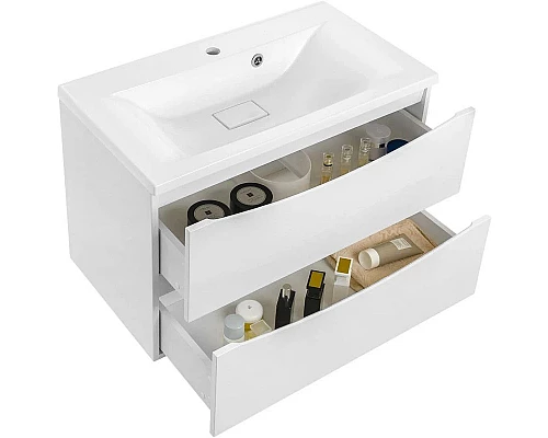 Купить Тумба с раковиной белый глянец 80 см Vincea Mia VMC-2MA800GW + VCB-3M800W в магазине сантехники Santeh-Crystal.ru