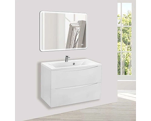 Купить Тумба с раковиной белый глянец 80 см Vincea Mia VMC-2MA800GW + VCB-3M800W в магазине сантехники Santeh-Crystal.ru