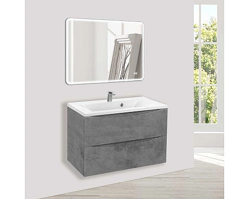 Купить Тумба с раковиной бетон 80 см Vincea Mia VMC-2MA800BT + VCB-3M800W в магазине сантехники Santeh-Crystal.ru