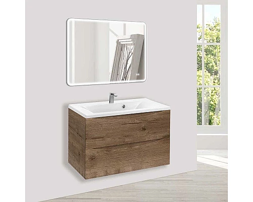 Купить Тумба с раковиной дуб винтаж 75 см Vincea Mia VMC-2MA750VO + VCB-3M750W в магазине сантехники Santeh-Crystal.ru