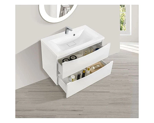 Заказать Комплект мебели белый глянец 75 см Vincea Mia VMC-2MA750GW + VCB-3M750W + VLM-3VC800 в магазине сантехники Santeh-Crystal.ru