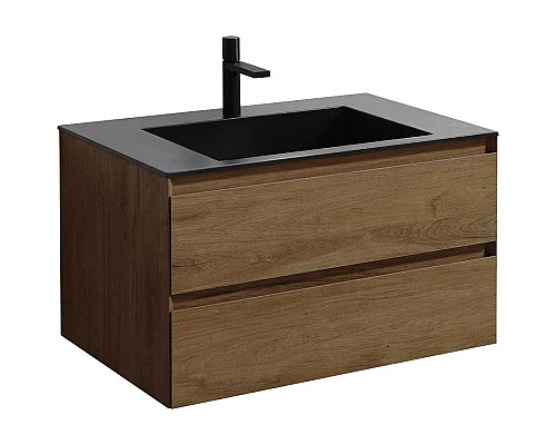 Купить Тумба с раковиной дуб табачный 80 см Vincea Luka VMC-2L800TO + VCB-13800B в магазине сантехники Santeh-Crystal.ru