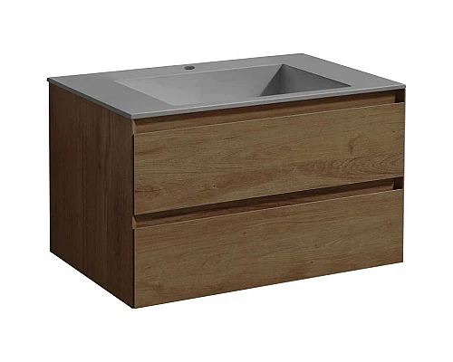 Заказать Тумба с раковиной дуб табачный 80 см Vincea Luka VMC-2L800TO + VCB-13800G в магазине сантехники Santeh-Crystal.ru