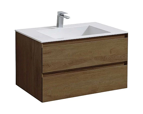 Купить Комплект мебели дуб табачный 80 см Vincea Luka VMC-2L800TO + VCB-13800W + VLM-3VN800 в магазине сантехники Santeh-Crystal.ru