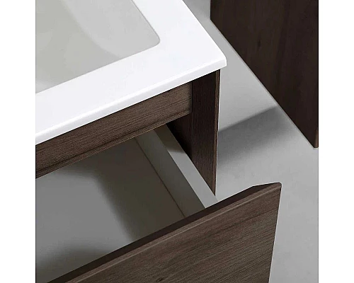 Купить Тумба с раковиной темный дуб 80 см Vincea Luka VMC-2L800RO + VCB-13800W в магазине сантехники Santeh-Crystal.ru