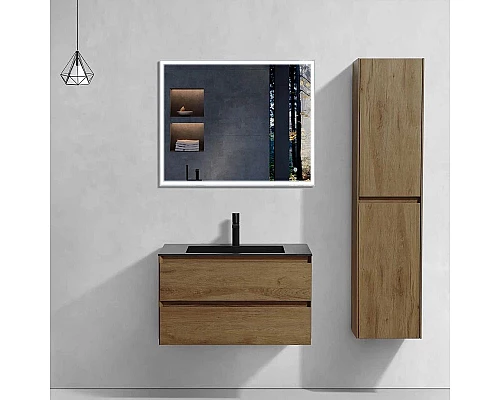 Купить Тумба с раковиной дуб табачный 80 см Vincea Luka VMC-2L800TO + VCB-13800B в магазине сантехники Santeh-Crystal.ru