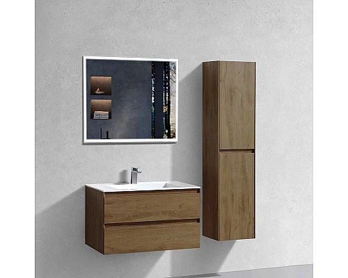 Заказать Тумба с раковиной дуб табачный 80 см Vincea Luka VMC-2L800TO + VCB-13800W в магазине сантехники Santeh-Crystal.ru