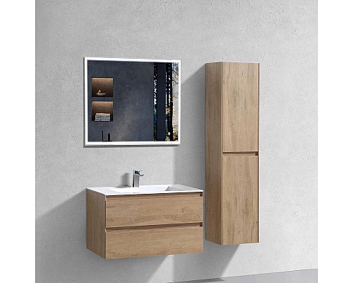 Заказать Комплект мебели натуральный дуб 80 см Vincea Luka VMC-2L800NO + VCB-13800W + VLM-3VN800 в магазине сантехники Santeh-Crystal.ru