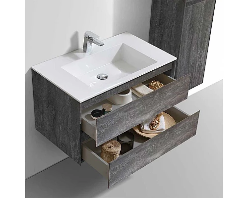 Заказать Комплект мебели серый камень 80 см Vincea Luka VMC-2L800GS + VCB-13800W + VLM-3VN800 в магазине сантехники Santeh-Crystal.ru