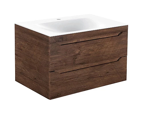 Купить Тумба с раковиной темный дуб 80,5 см Vincea Fine VMC-2F800RW + VCB-1F800W в магазине сантехники Santeh-Crystal.ru