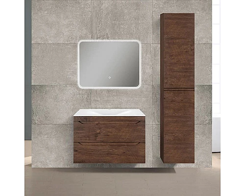 Купить Тумба с раковиной темный дуб 80,5 см Vincea Fine VMC-2F800RW + VCB-1F800W в магазине сантехники Santeh-Crystal.ru