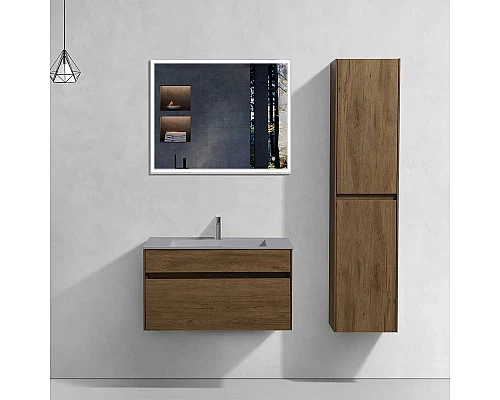 Купить Тумба с раковиной дуб табачный 80 см Vincea Chiara VMC-2C800TO + VCB-13800G в магазине сантехники Santeh-Crystal.ru