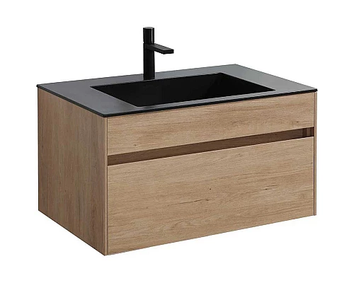 Купить Тумба с раковиной натуральный дуб 80 см Vincea Chiara VMC-2C800NO + VCB-13800B в магазине сантехники Santeh-Crystal.ru