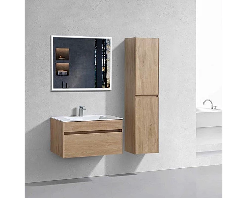 Заказать Комплект мебели натуральный дуб 80 см Vincea Chiara VMC-2C800NO + VCB-13800W + VLM-3VN800 в магазине сантехники Santeh-Crystal.ru