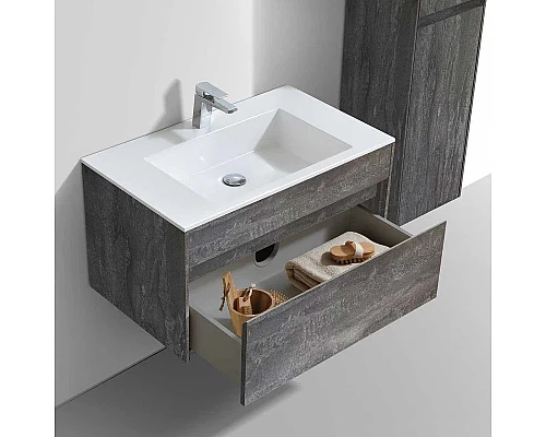 Купить Комплект мебели серый камень 80 см Vincea Chiara VMC-2C800GS + VCB-13800W + VLM-3VN800 в магазине сантехники Santeh-Crystal.ru