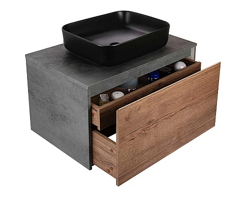 Купить Тумба с раковиной дуб табачный/бетон 80 см Vincea Mesa VMC-2MS800TB + VBS-105MB в магазине сантехники Santeh-Crystal.ru
