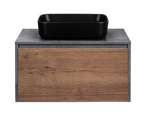 Приобрести Комплект мебели дуб табачный/бетон 80 см Vincea Mesa VMC-2MS800TB + VBS-105MB + VLM-2N600+ в магазине сантехники Santeh-Crystal.ru