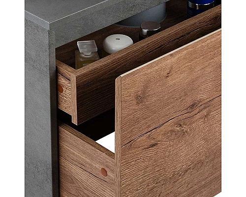 Купить Тумба с раковиной дуб табачный/бетон 80 см Vincea Mesa VMC-2MS800TB + VBS-105MB в магазине сантехники Santeh-Crystal.ru