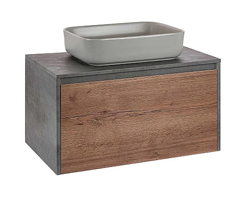Приобрести Комплект мебели дуб табачный/бетон 80 см Vincea Mesa VMC-2MS800TB + VBS-105MG + VLM-2N600+ в магазине сантехники Santeh-Crystal.ru