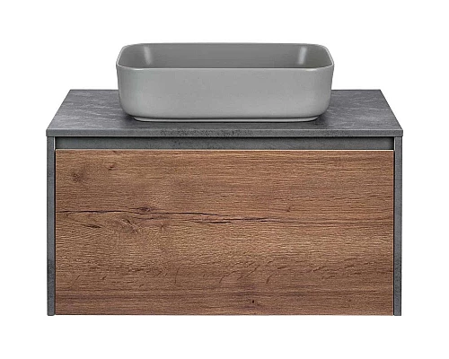 Приобрести Комплект мебели дуб табачный/бетон 80 см Vincea Mesa VMC-2MS800TB + VBS-105MG + VLM-2N600+ в магазине сантехники Santeh-Crystal.ru