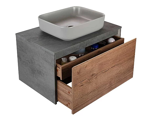 Приобрести Комплект мебели дуб табачный/бетон 80 см Vincea Mesa VMC-2MS800TB + VBS-105MG + VLM-2N600+ в магазине сантехники Santeh-Crystal.ru