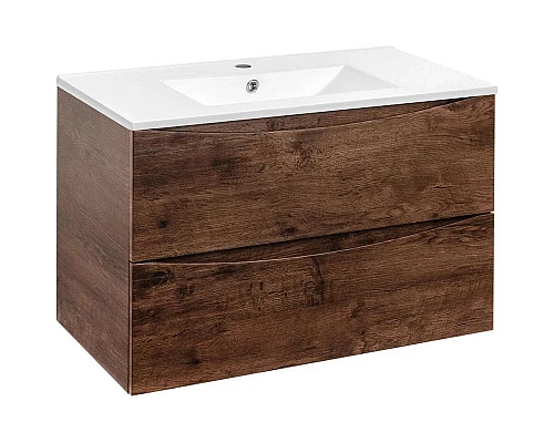 Приобрести Тумба с раковиной темный дуб 91,5 см Vincea Mia VMC-2MC900RW + VBS-13990 в магазине сантехники Santeh-Crystal.ru