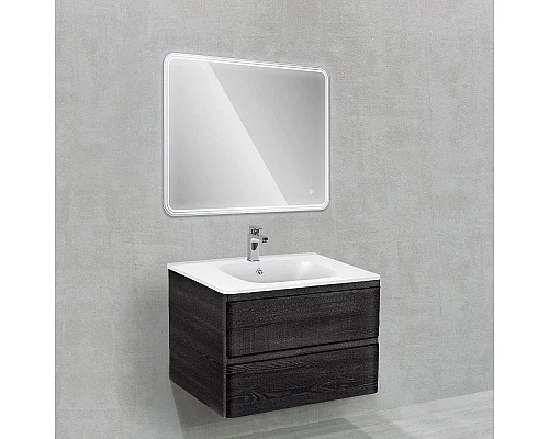 Купить Тумба с раковиной черное дерево 79,4 см Vincea Vico VMC-2V800CN + VCB-2VP800W в магазине сантехники Santeh-Crystal.ru