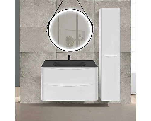 Купить Тумба с раковиной белый глянец 79,4 см Vincea Paola VMC-2P800GW + VCB-2VP800B в магазине сантехники Santeh-Crystal.ru