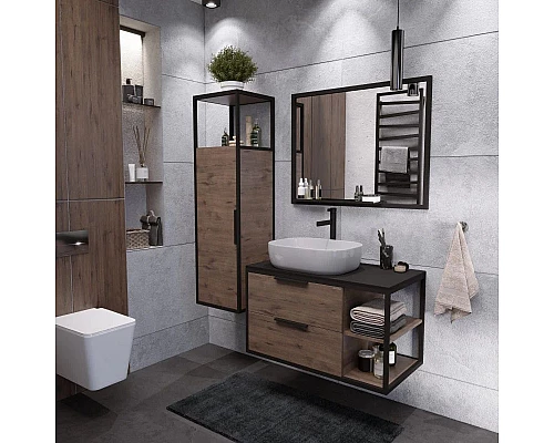 Заказать Тумба с раковиной дуб веллингтон/черный 90 см Grossman Лофт 109001 + GR-3020 в магазине сантехники Santeh-Crystal.ru