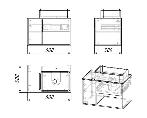 Приобрести Тумба с раковиной дуб веллингтон/бетон 80 см Grossman Бруно 108008 + GR-3020 в магазине сантехники Santeh-Crystal.ru