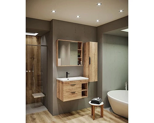 Купить Комплект мебели дуб галифакс 81 см Grossman Форта 108004 + 30469 + 208002 в магазине сантехники Santeh-Crystal.ru