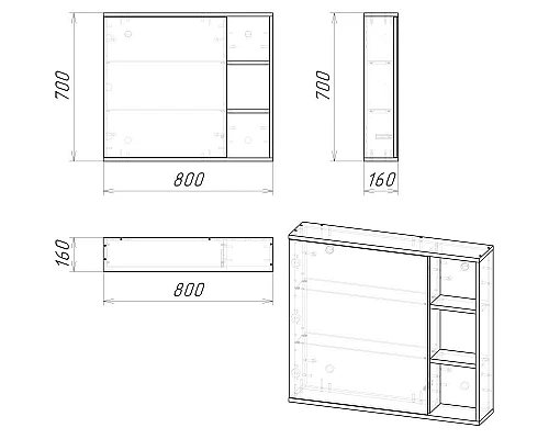 Купить Комплект мебели дуб галифакс 81 см Grossman Форта 108004 + 30469 + 208002 в магазине сантехники Santeh-Crystal.ru