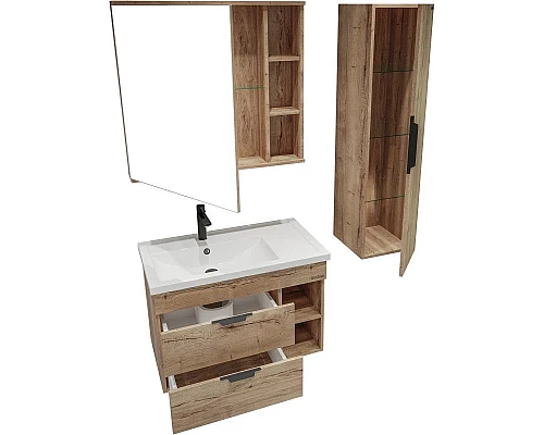 Купить Комплект мебели дуб галифакс 81 см Grossman Форта 108004 + 30469 + 208002 в магазине сантехники Santeh-Crystal.ru