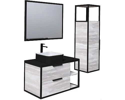 Заказать Тумба с раковиной шанико/черный 90 см Grossman Лофт 109002 + GR-4042BW в магазине сантехники Santeh-Crystal.ru