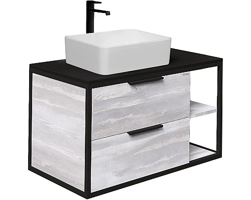 Купить Тумба с раковиной шанико/черный 90 см Grossman Лофт 109002 + GR-3016 в магазине сантехники Santeh-Crystal.ru