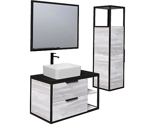 Купить Тумба с раковиной шанико/черный 90 см Grossman Лофт 109002 + GR-3016 в магазине сантехники Santeh-Crystal.ru