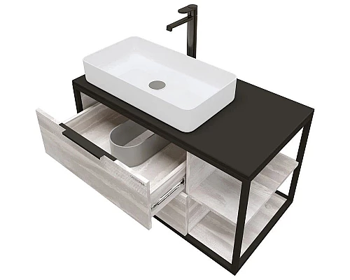 Купить Тумба с раковиной шанико/черный 90 см Grossman Лофт 109002 + GR-3031 в магазине сантехники Santeh-Crystal.ru