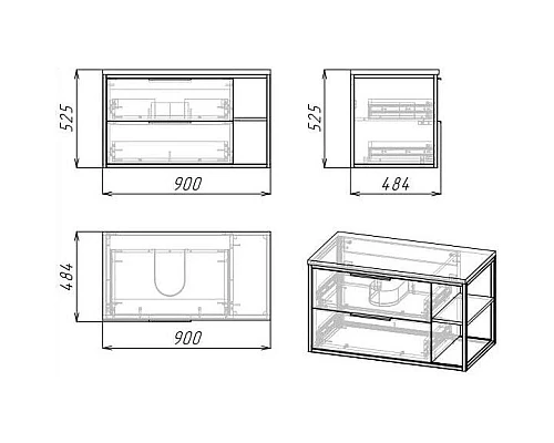 Заказать Тумба с раковиной шанико/черный 90 см Grossman Лофт 109002 + GR-4041BW в магазине сантехники Santeh-Crystal.ru