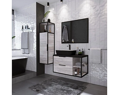 Заказать Тумба с раковиной шанико/черный 90 см Grossman Лофт 109002 + GR-4041BW в магазине сантехники Santeh-Crystal.ru