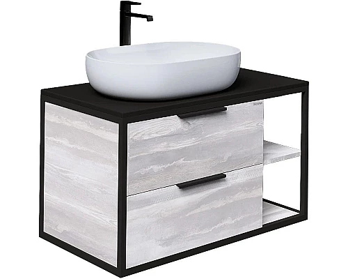 Приобрести Комплект мебели шанико/черный 90 см Grossman Лофт 109002 + GR-3015 + 209001 в магазине сантехники Santeh-Crystal.ru