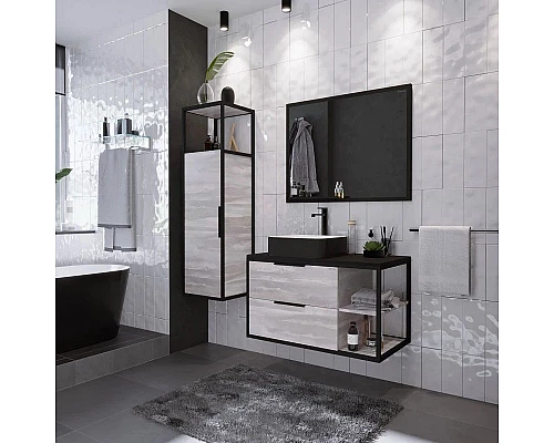 Купить Комплект мебели шанико/черный 90 см Grossman Лофт 109002 + GR-4042BW + 209001 в магазине сантехники Santeh-Crystal.ru