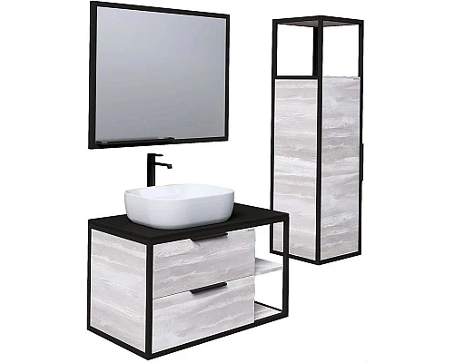 Заказать Комплект мебели шанико/черный 90 см Grossman Лофт 109002 + GR-3020 + 209001 в магазине сантехники Santeh-Crystal.ru