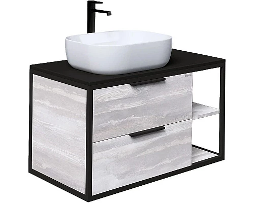 Заказать Комплект мебели шанико/черный 90 см Grossman Лофт 109002 + GR-3020 + 209001 в магазине сантехники Santeh-Crystal.ru