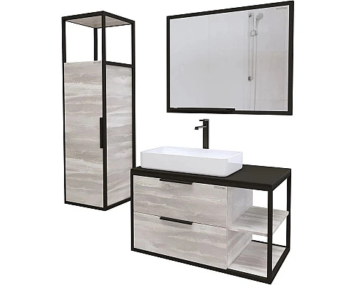 Заказать Комплект мебели шанико/черный 90 см Grossman Лофт 109002 + GR-3031 + 209001 в магазине сантехники Santeh-Crystal.ru