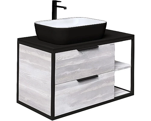 Купить Комплект мебели шанико/черный 90 см Grossman Лофт 109002 + GR-4041BW + 209001 в магазине сантехники Santeh-Crystal.ru